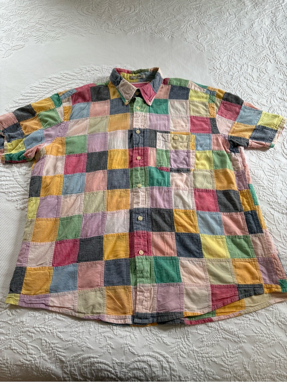 Orvis Madras Men’s patchwork cotton shirt short sleeve summer button down XXL
